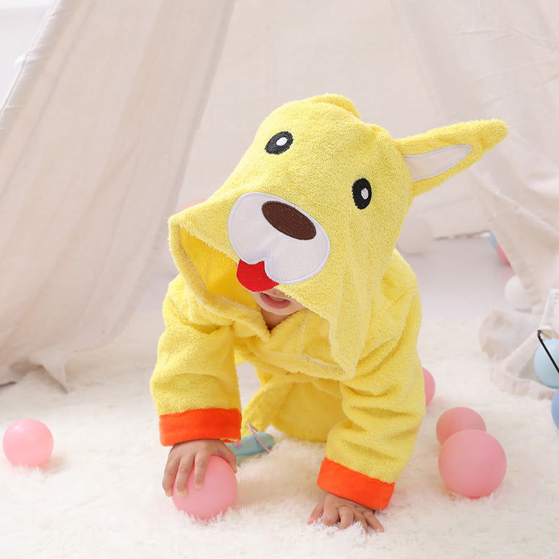 Cartoon hooded baby bathrobe