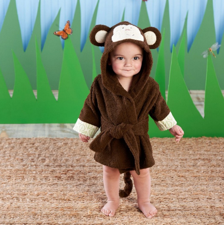 Cartoon hooded baby bathrobe