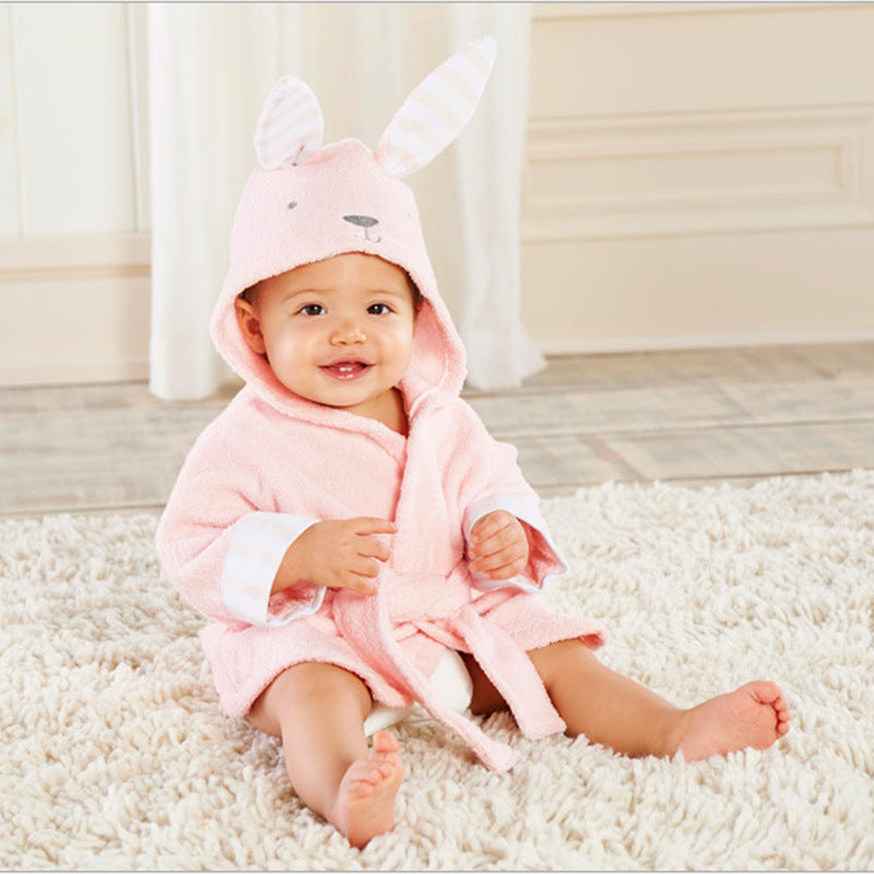 Cartoon hooded baby bathrobe