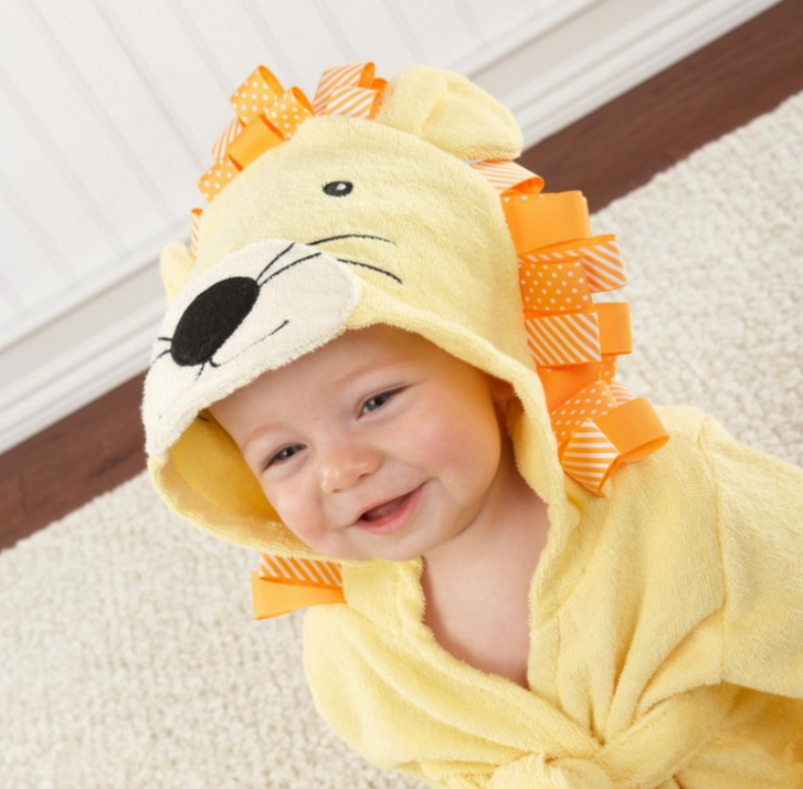 Cartoon hooded baby bathrobe