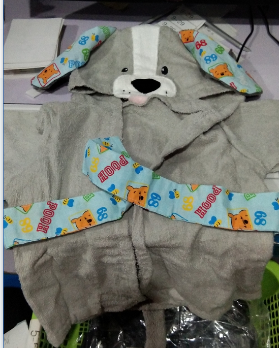 Cartoon hooded baby bathrobe