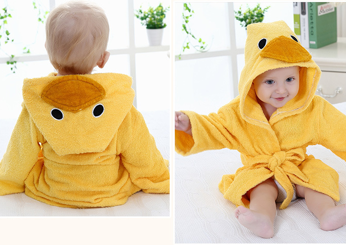 Cartoon hooded baby bathrobe