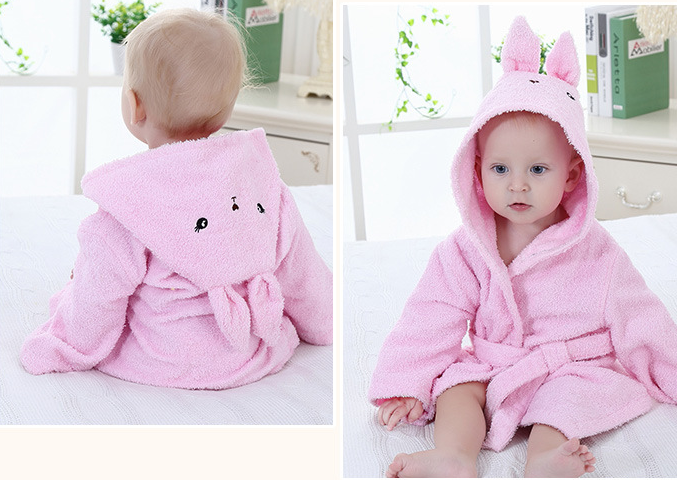 Cartoon hooded baby bathrobe