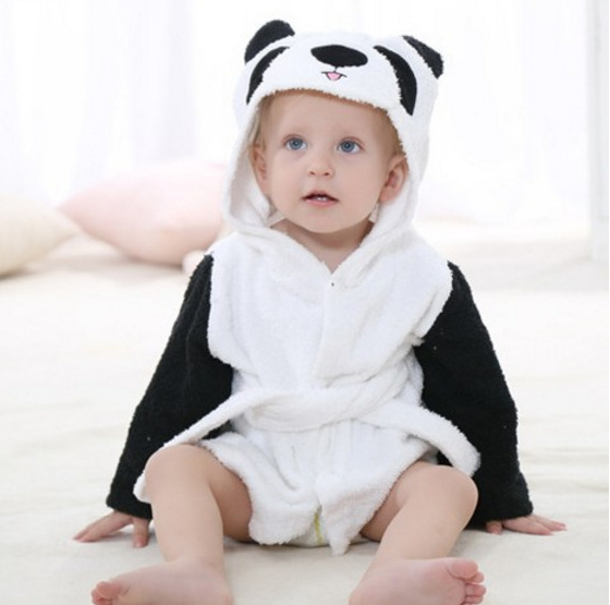 Cartoon hooded baby bathrobe