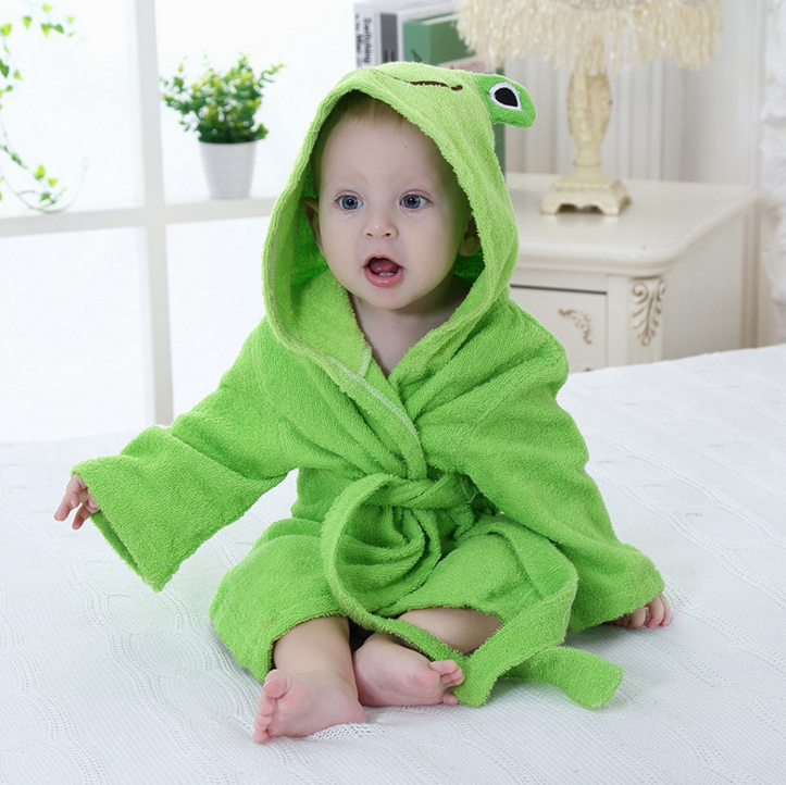 Cartoon hooded baby bathrobe