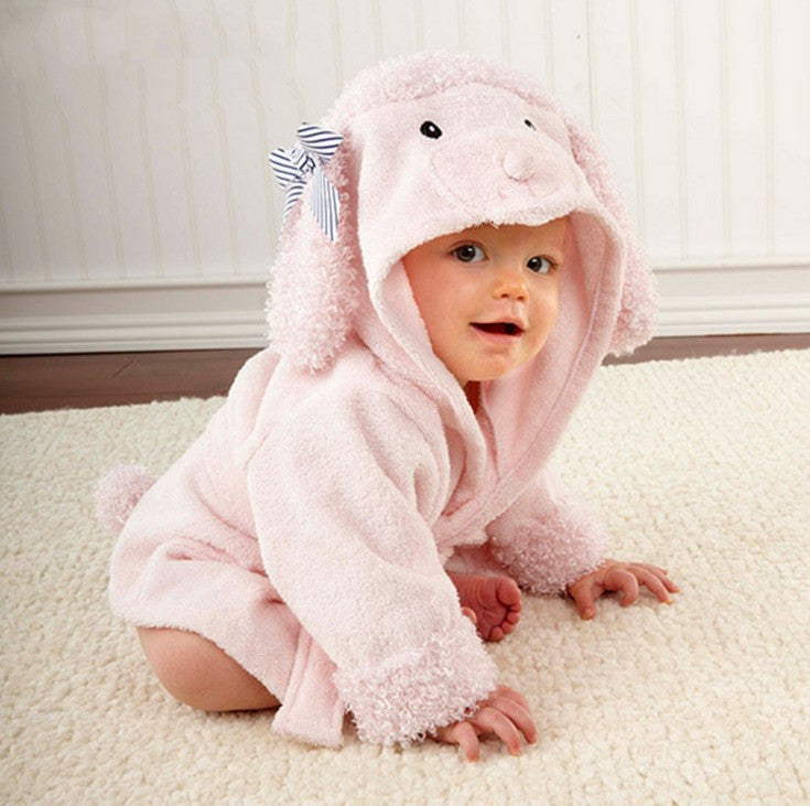 Cartoon hooded baby bathrobe