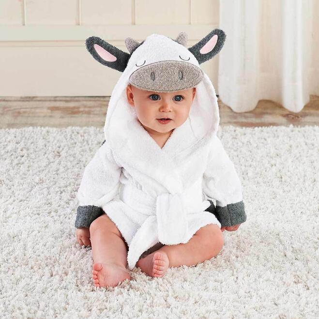 Cartoon hooded baby bathrobe