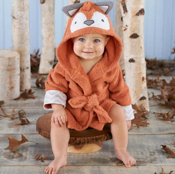 Cartoon hooded baby bathrobe