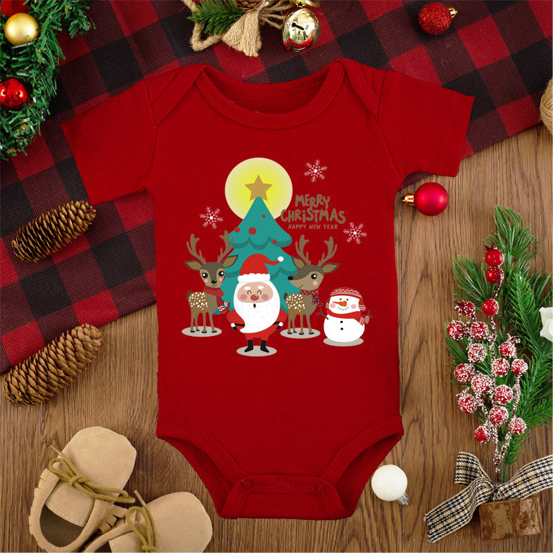 Merry Christmas Red Deer Baby Jumpsuit Romper