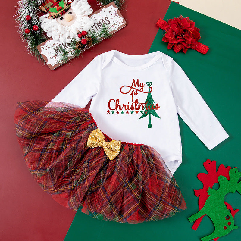 European And American Christmas Baby Suit Baby Autumn Clothing Long-sleeve Jumpsuit