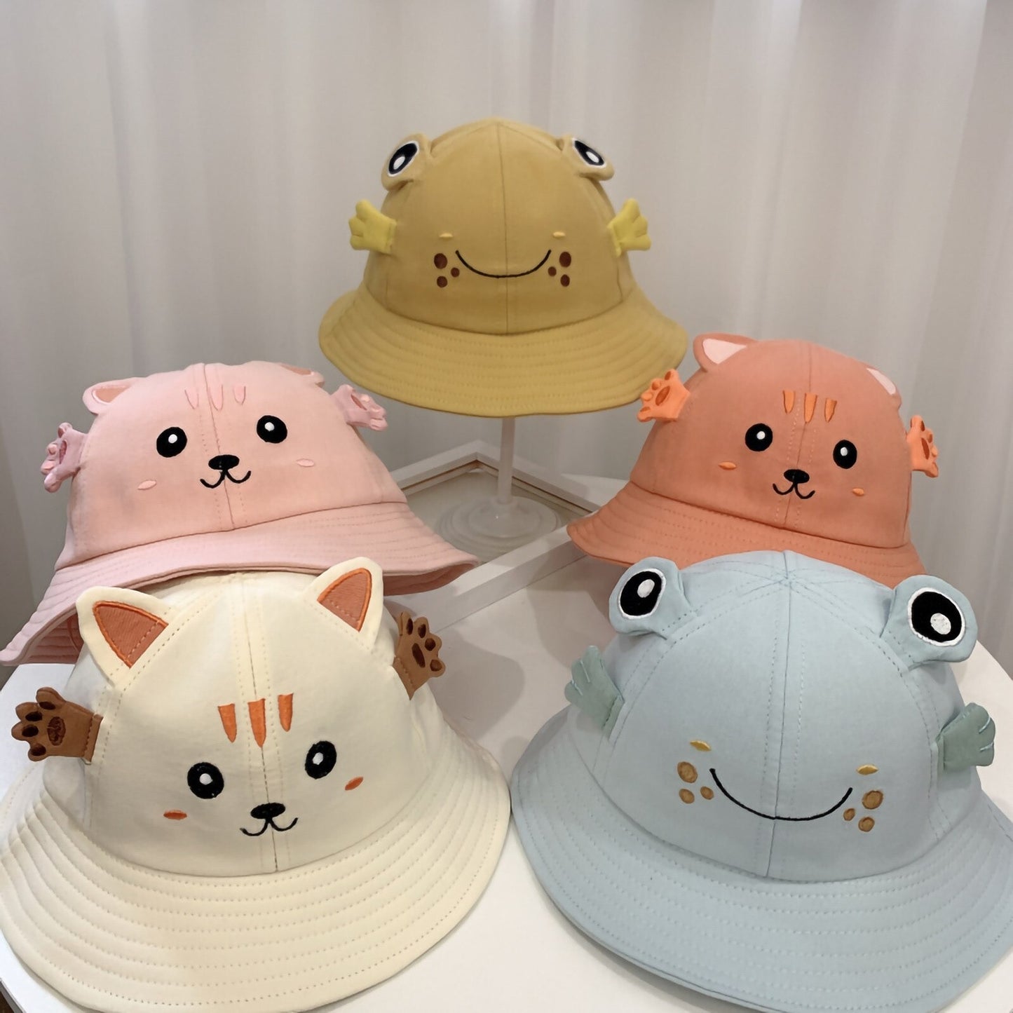 Kitten And Frog Sun Baby Hat