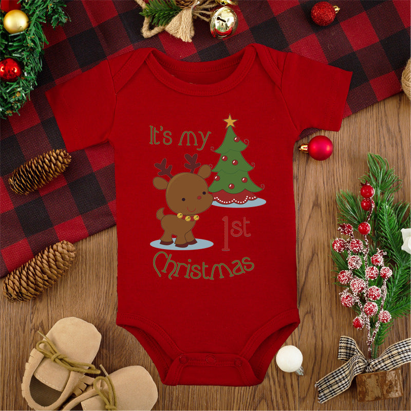 Merry Christmas Red Deer Baby Jumpsuit Romper