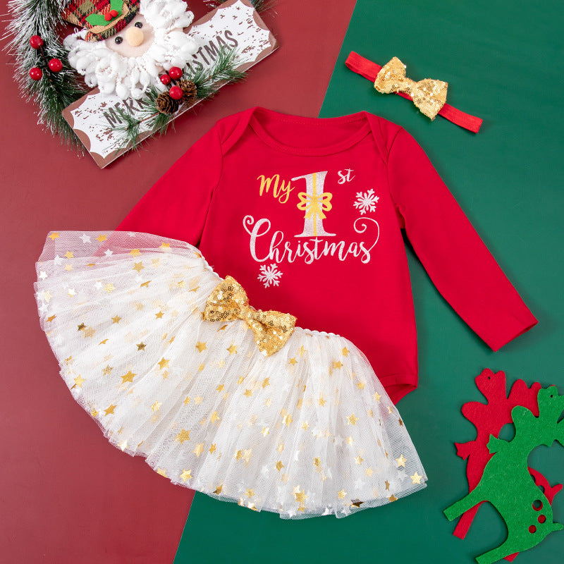 European And American Christmas Baby Suit Baby Autumn Clothing Long-sleeve Jumpsuit