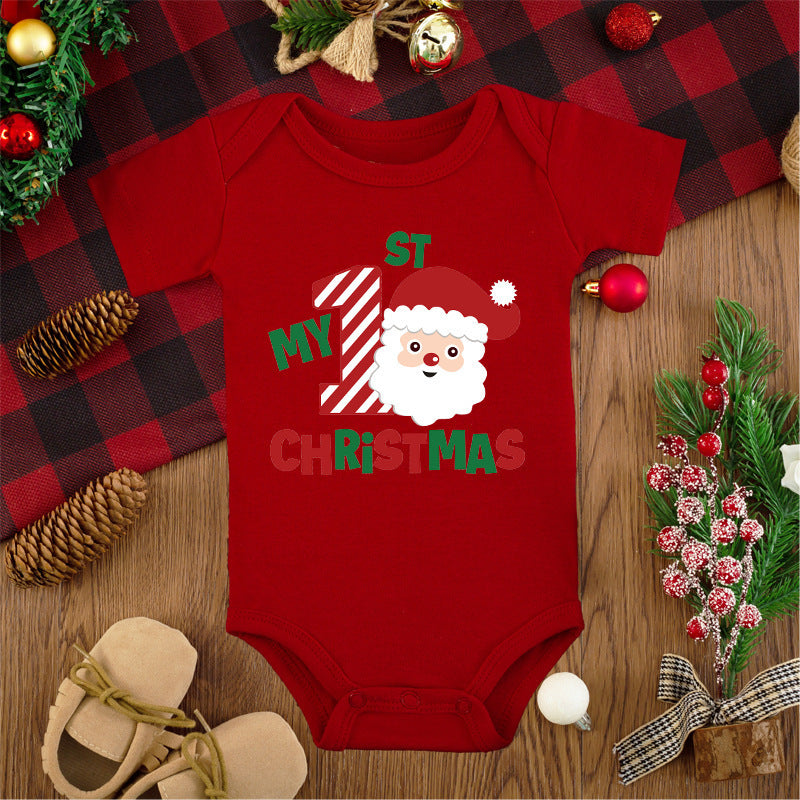 Merry Christmas Red Deer Baby Jumpsuit Romper