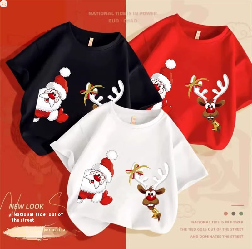 Christmas Elk Cotton T-shirt Boy