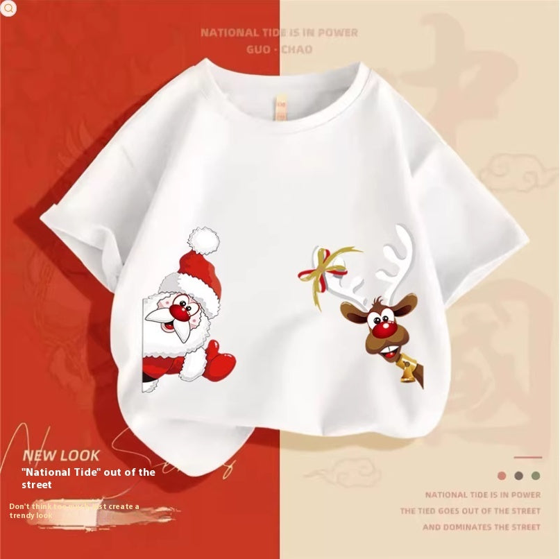 Christmas Elk Cotton T-shirt Boy