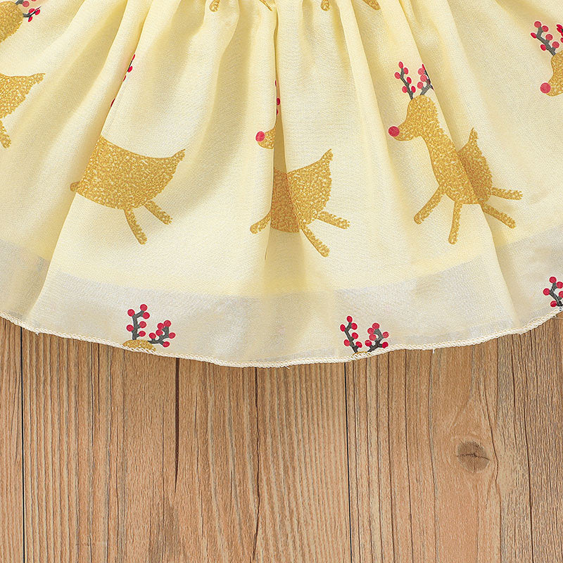 Baby Clothing Christmas Skirt Suit Baby Elk Printing Romper Short Skirt Two-piece Suit