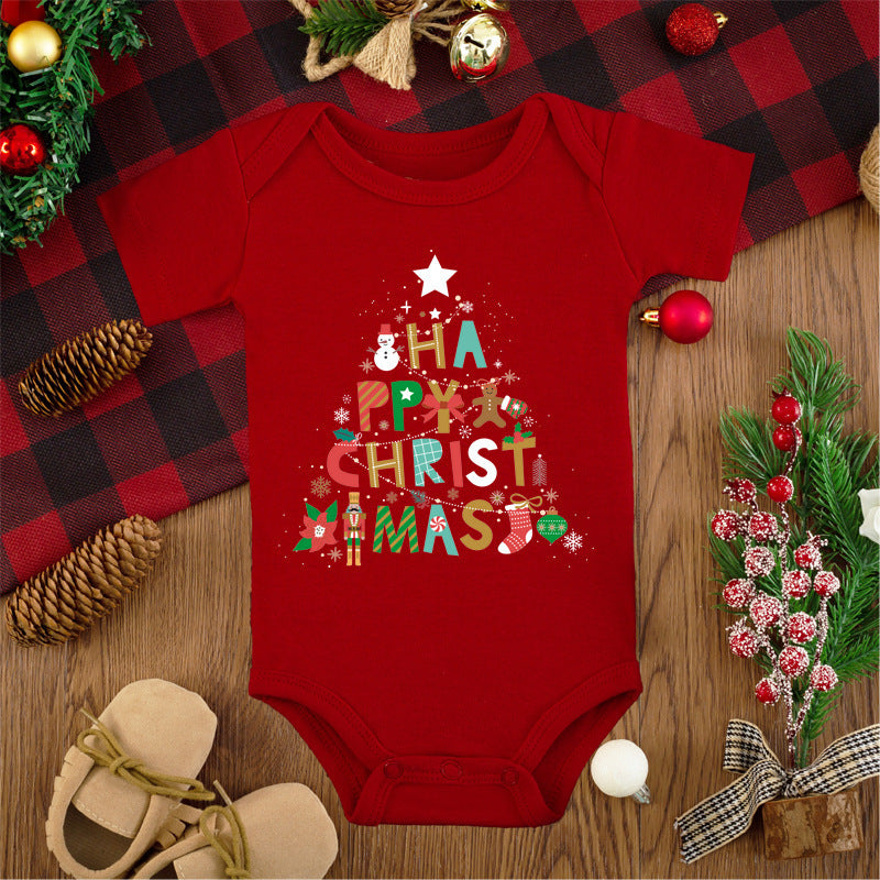 Merry Christmas Red Deer Baby Jumpsuit Romper