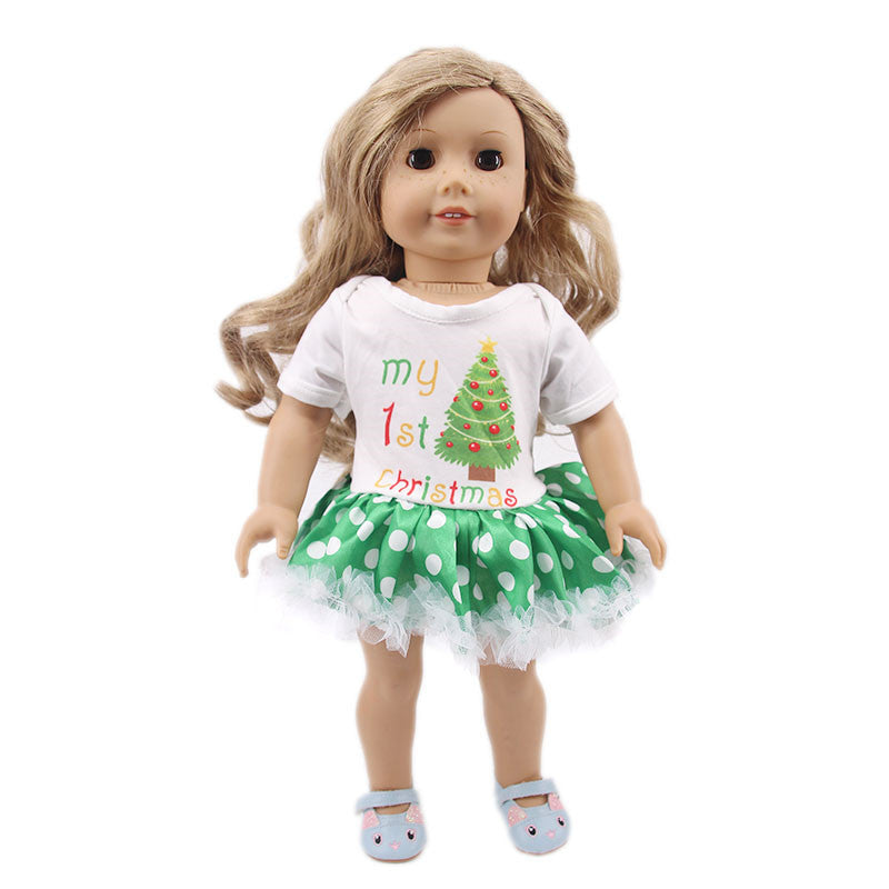 New 18-inch American Girl Doll Accessories Christmas Clothes 43cm Xiafu Baby Skirt Suit