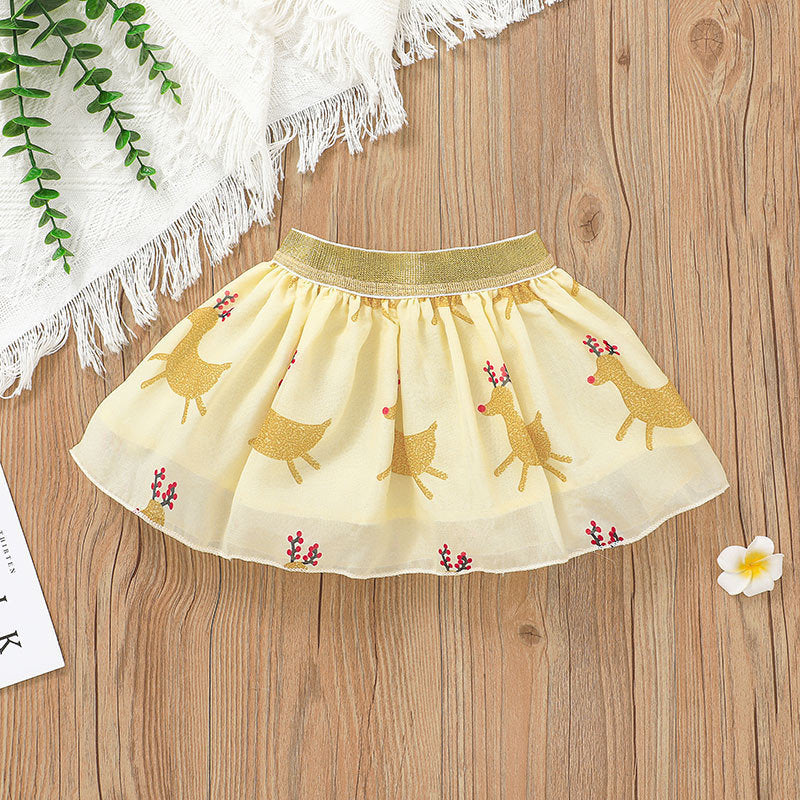 Baby Clothing Christmas Skirt Suit Baby Elk Printing Romper Short Skirt Two-piece Suit