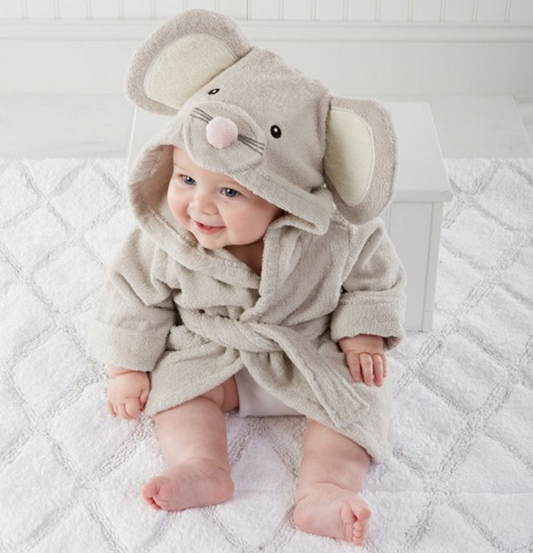 Cartoon hooded baby bathrobe