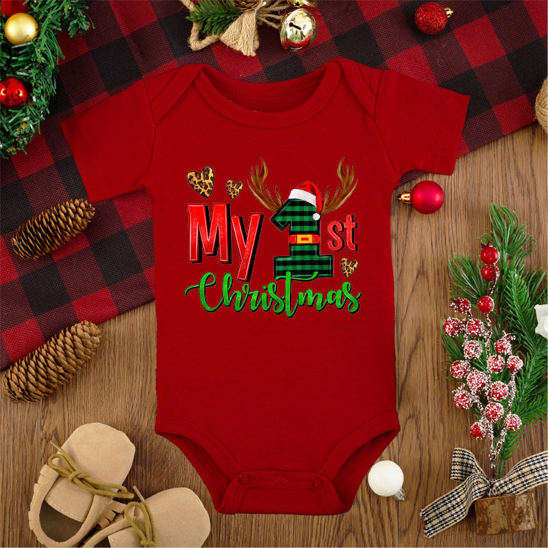 Merry Christmas Red Deer Baby Jumpsuit Romper