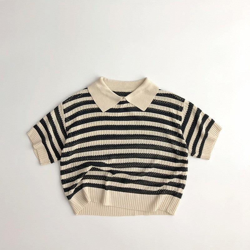 Boys Western Style Striped Short-sleeved T-shirt