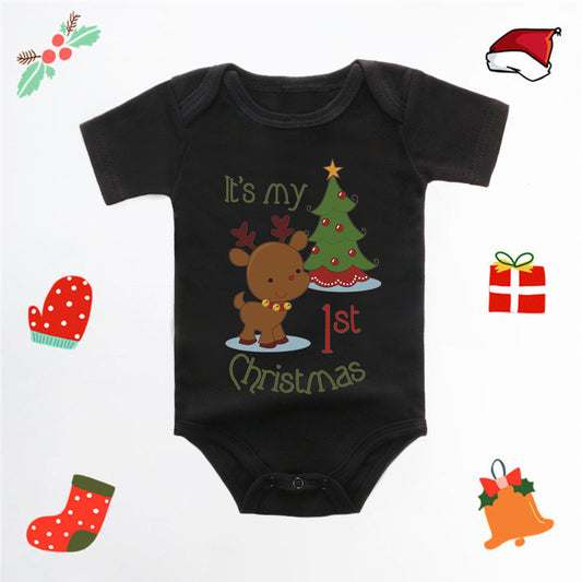 Merry Christmas Red Deer Baby Jumpsuit Romper