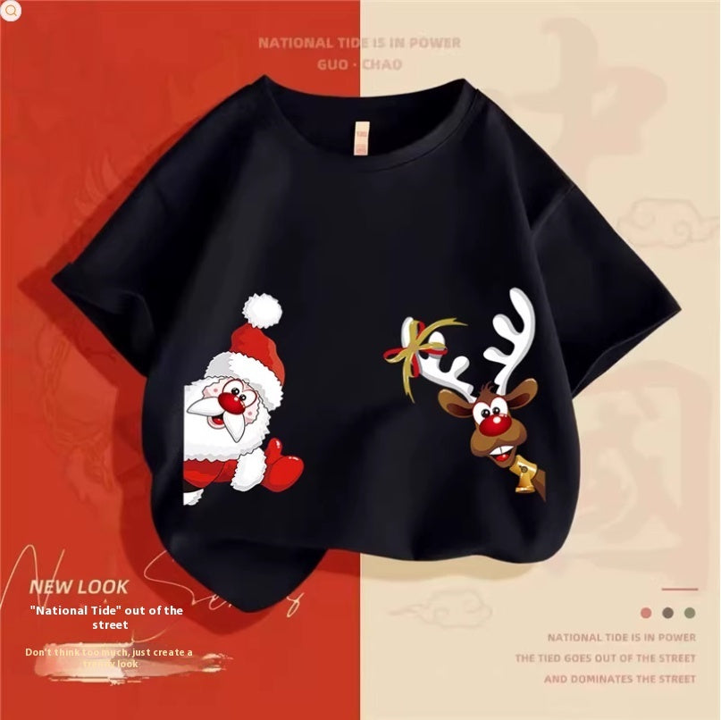 Christmas Elk Cotton T-shirt Boy