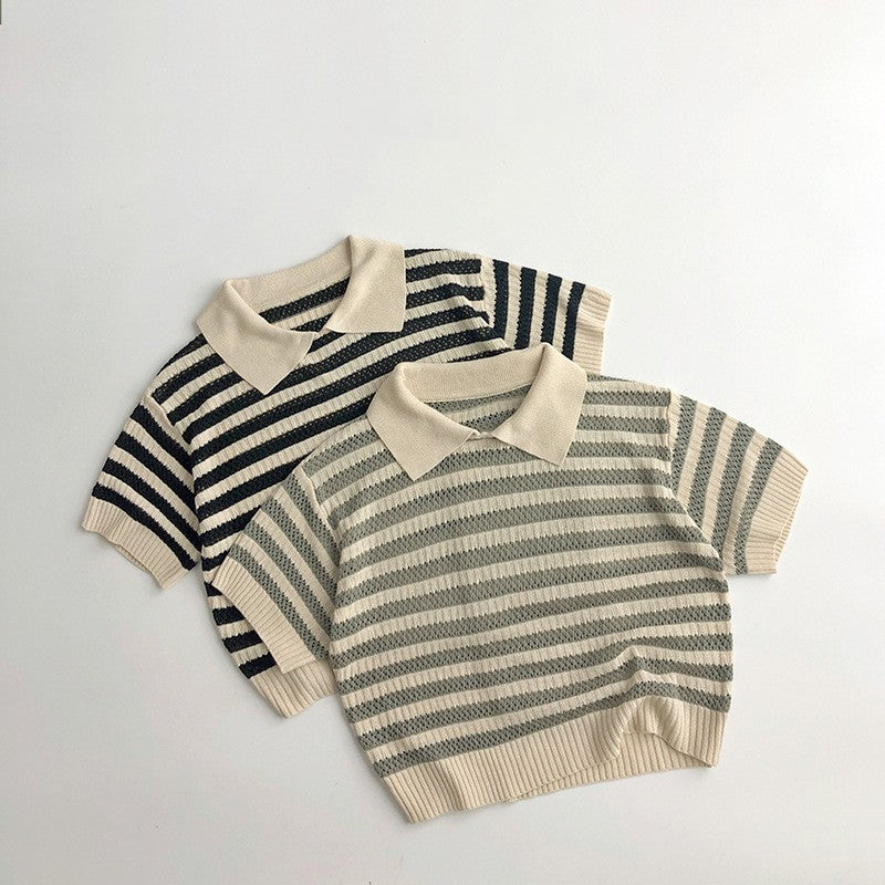 Boys Western Style Striped Short-sleeved T-shirt