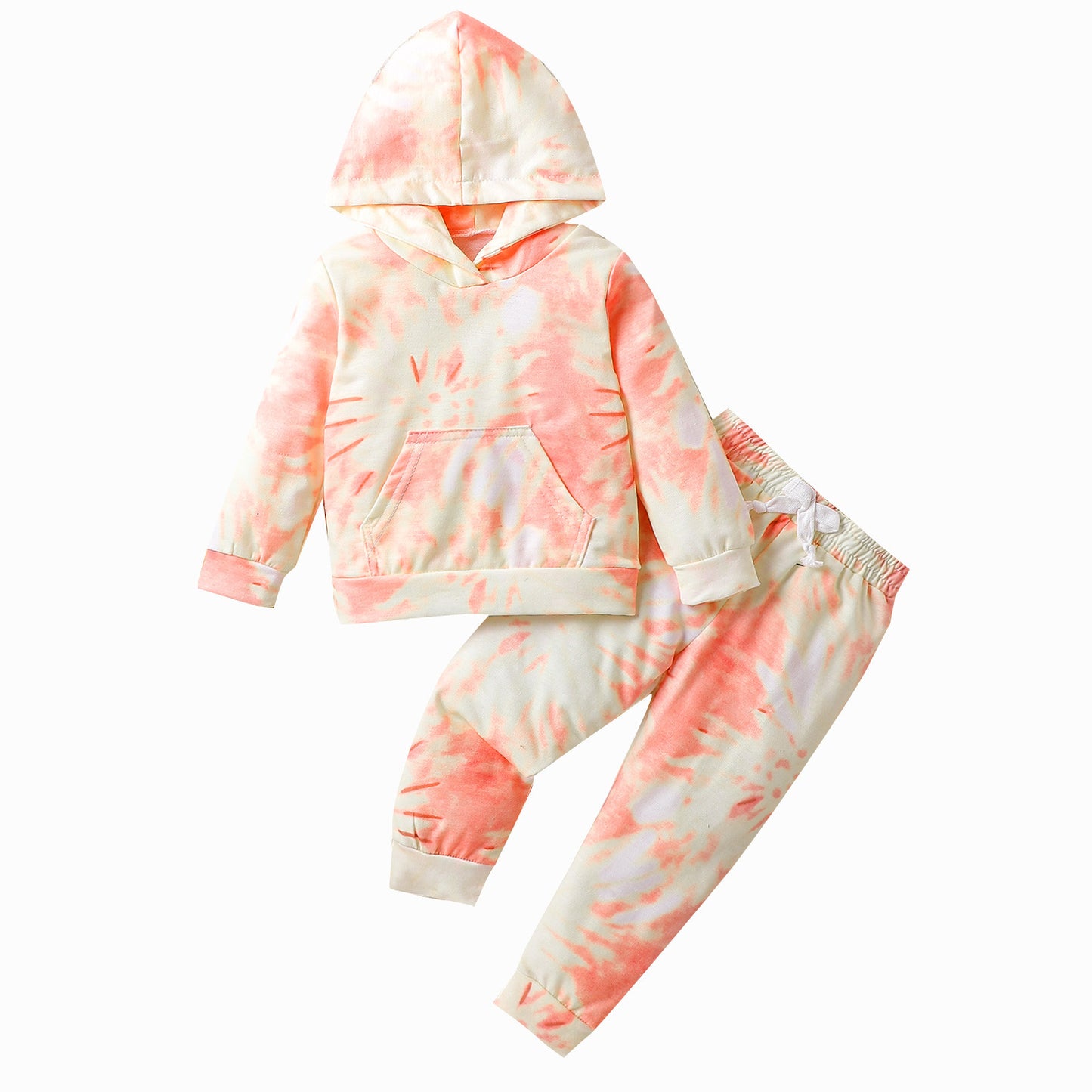 Girls' Tie-dye Long-sleeved Trousers Hooded Suits