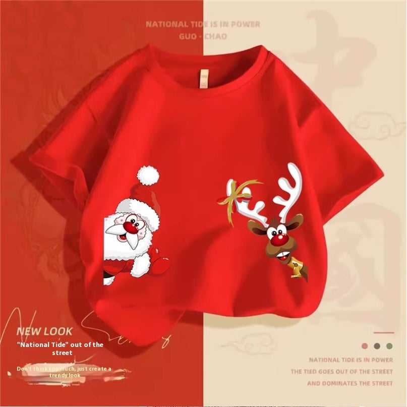 Christmas Elk Cotton T-shirt Boy