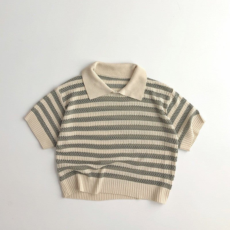 Boys Western Style Striped Short-sleeved T-shirt