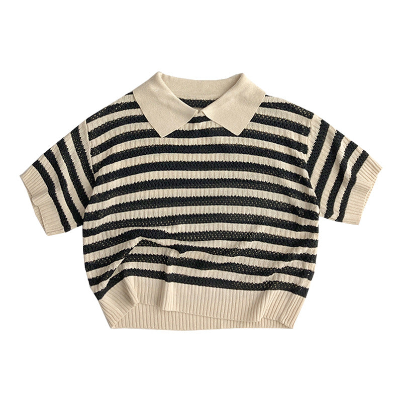 Boys Western Style Striped Short-sleeved T-shirt