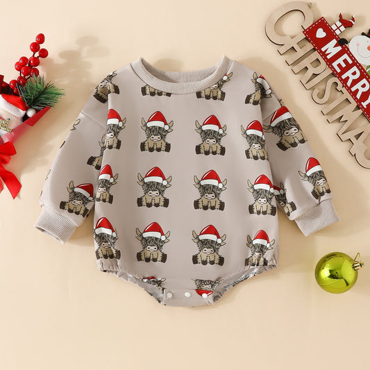 Baby Old Head Christmas Printed Romper