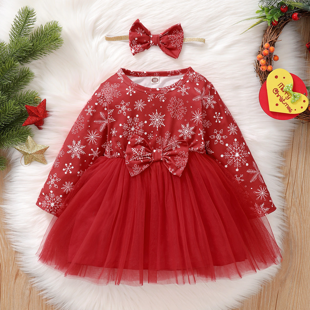 Christmas Baby Girls' Snowflake Print Dress