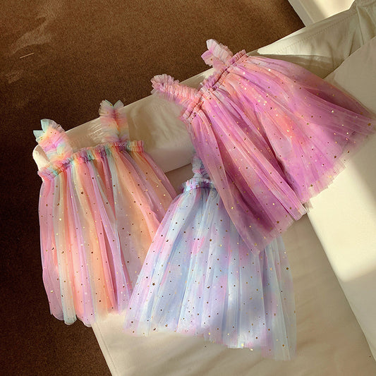 Girls' Straps Tulle Colorful Princess Dress