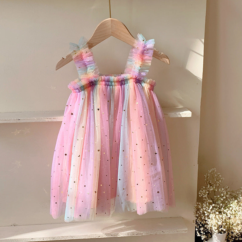 Girls' Straps Tulle Colorful Princess Dress