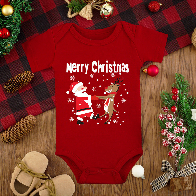 Merry Christmas Red Deer Baby Jumpsuit Romper