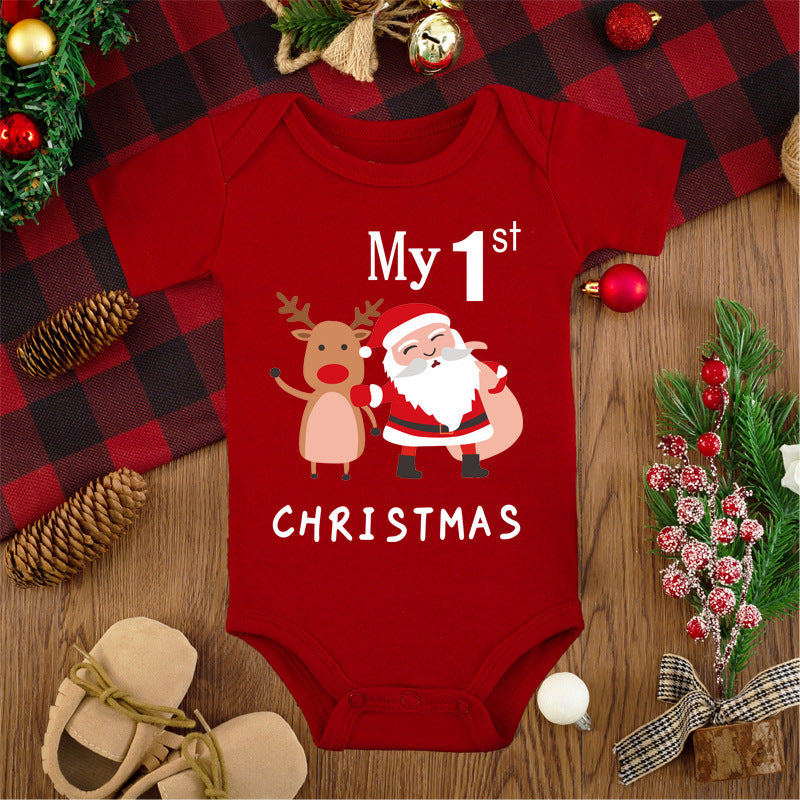 Merry Christmas Red Deer Baby Jumpsuit Romper