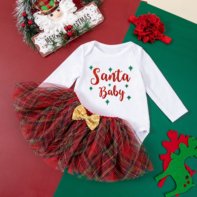 European And American Christmas Baby Suit Baby Autumn Clothing Long-sleeve Jumpsuit