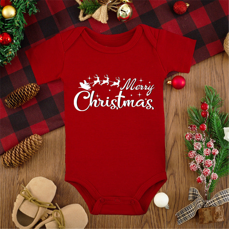 Merry Christmas Red Deer Baby Jumpsuit Romper