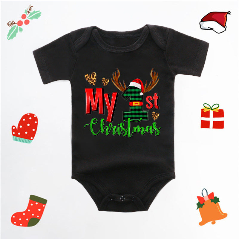 Merry Christmas Red Deer Baby Jumpsuit Romper